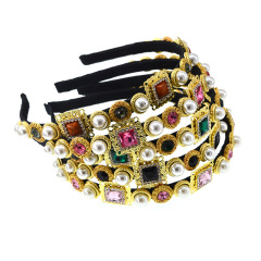 2019 spring vintage women British fashion rhinestone embellished baroque crystal headband
