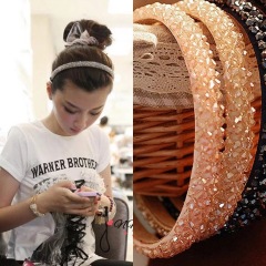 2020 Amazon Hot sale Beaded Hair Band Shiny Women Champagne Crystal Beads Headband