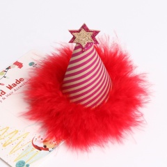 Christmas tiara snowman party hat hairpin red striped baby hair claw clips