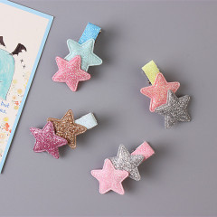 Cute crown star heart shape child kid girls sequin bling hair clips for baby