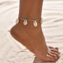 2019 summer hot sale jewelry blue beads summer beach sea shell anklet for ladies