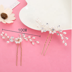 Wholesale handmade women hair styling tools gold pearl crystal wedding bridal accessories hair pin
