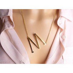 Fashion Stainless Steel large Initial Oversize Letter Alphabet Personalized Charm Necklaces For Women