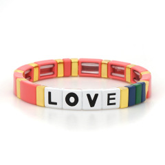 Wholesale Factory Sales Fashion Bohemia Handmade Customized Letter Enamel Bracelets
