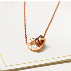Korean design custom jewelry Roman numerals earnings stainless steel necklace