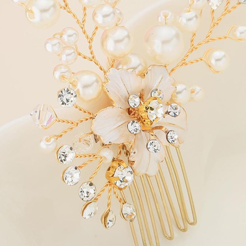 New design gold Pearl bride Hair Accessories Wedding Bridal Hair Combs