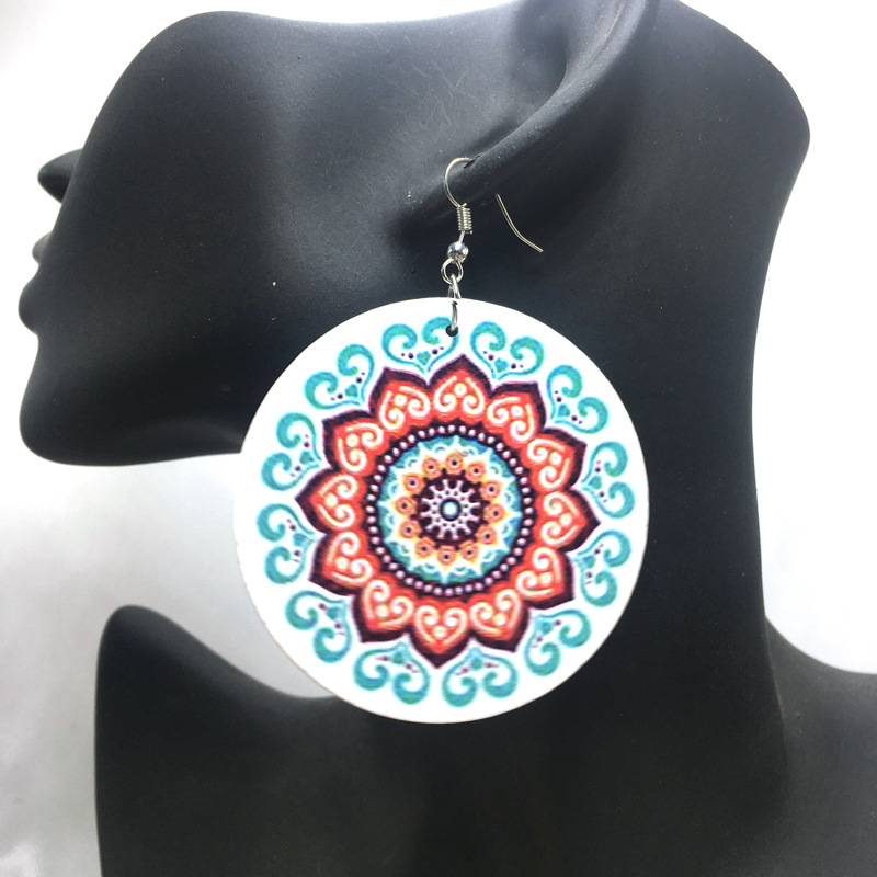 2020 new arrive custom big bohemia round african afro wooden earring for women 2020 new arrive custom big bohemia round african afro wooden earring for women