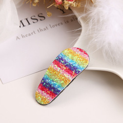 Custom metal decoration headwear rainbow bb glitter flower hair clip