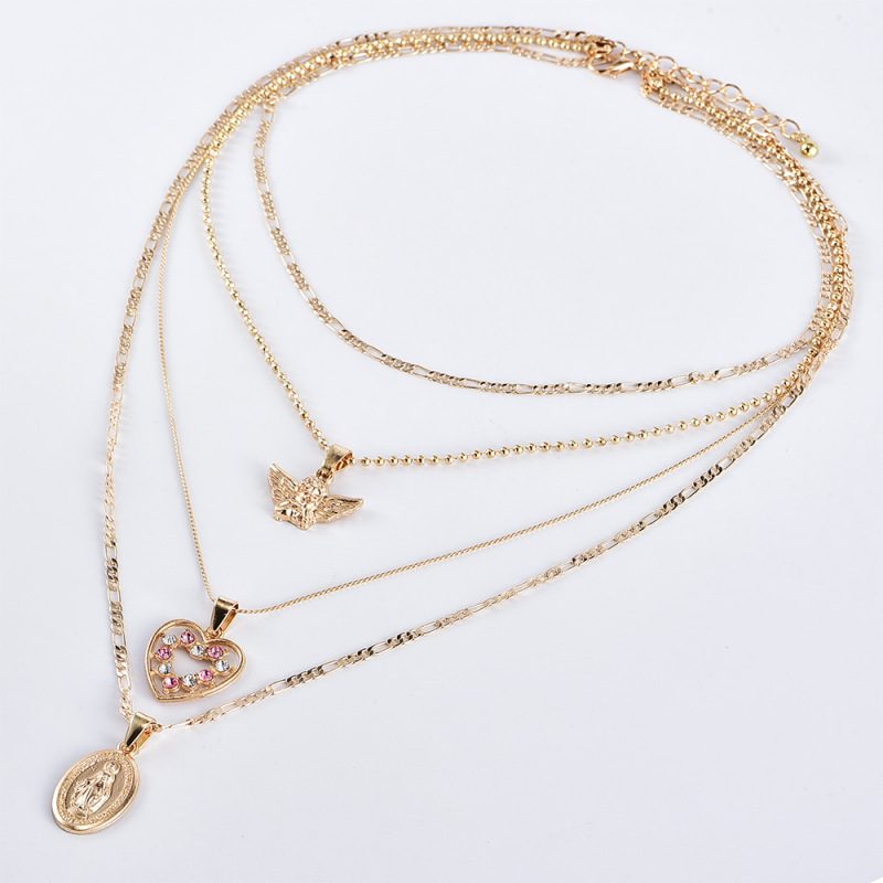 wish Amazon ins fashion gold angle heart multi layered chain choker necklace set for women lady girls wish Amazon ins fashion gold angle heart multi layered chain choker necklace set for women lady girls