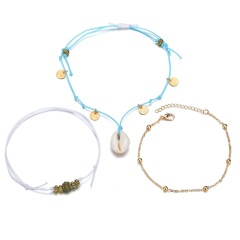 3pcs ankle bracelet foot jewelry beach shell anklet chains sets for women