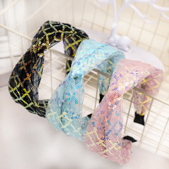 New trendy manufacturer direct sale womens lace gauze sequin headbands New trendy manufacturer direct sale womens lace gauze sequin headbands