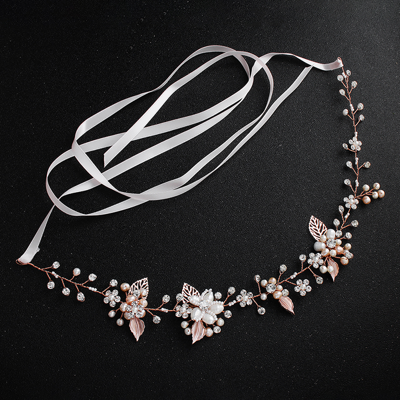 Gold Tiaras Wedding hair accessories  pearl crystal flower bridal Hairbands