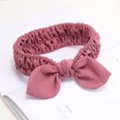 New Women Pure Color Bowknot Girls Female Makeup Fabric Elastic Headbands