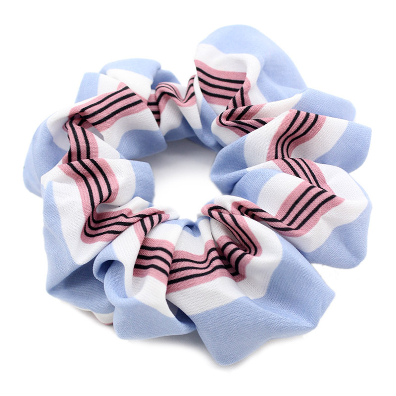 Wholesale Bulk Custom Women Elastic Two-color striped fabric Hair Scrunchie for girls