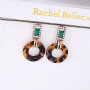 2019 fashion design colorful acrylic resin leopard circle holder earings