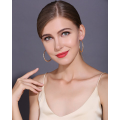 2019 fashion circle 18k gold plated copper frosted women earring accessories