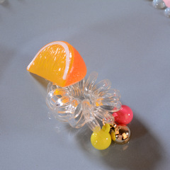 Hot sale amazon cute fruit transparent elastic telephone wire hair tie