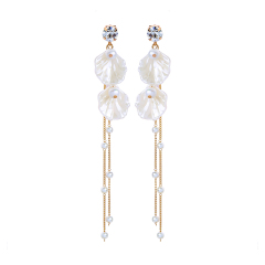 Fashion shell zircon crystal girls earrings jewelry pearl tassel drop earrings for women