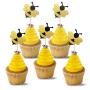 24pcs Cake Decor Glitter Bumble Bee Cake Topper Cupcakes Party Decoration