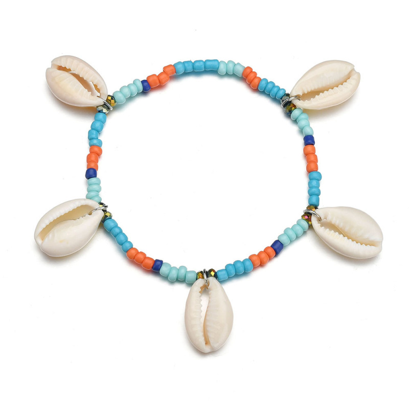 Summer beach simple design jewelry ankle bracelet seed bead shell anklet for women