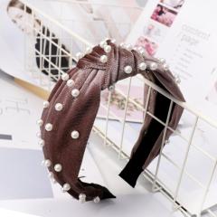 Women Hair Accessories Velvet Pearl Knot Hair Band Headband For Girls