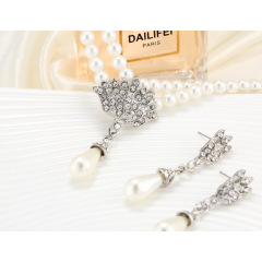 korean wish ins valentine's day christmas gift wedding earring necklace pearl set jewellery