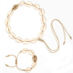 Bohemia Handmade rope chain Weaved girl women Adjustable Bracelet Necklace shell choker