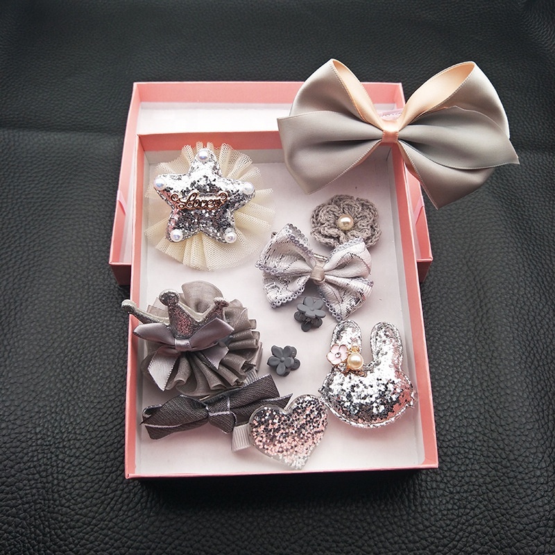 New korean kid headwear vintage clip crown baby girl head hair bands set