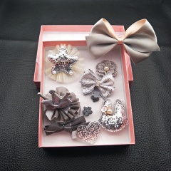 New korean kid headwear vintage clip crown baby girl head hair bands set