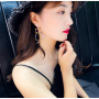 Korean fashion personality fishbone and cat bling bling long colorful crystal earrings for female