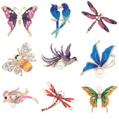 Hot Gold Jewelry butterfly brooch Custom Metal Pearl Rhinestone brooch bird bee flower Brooches Women pins