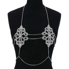 2020 New fashion geometric diamond bikini crystal rhinestone sexy chest chain tide body chain bra jewelry