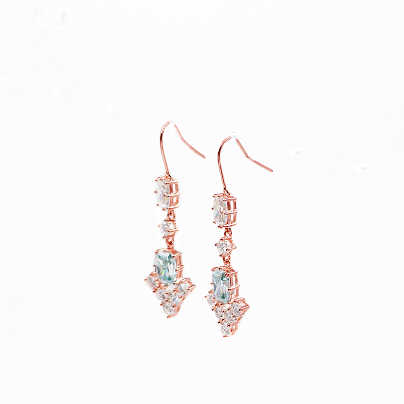 Luxury jewelry 925 sterling silver blue white dangle moissanite earring wire