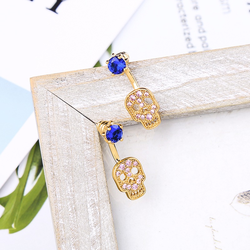 2019 Gold stainless steel diamond accessories women jewelry stud skull earrings 2019 Gold stainless steel diamond accessories women jewelry stud skull earrings