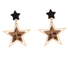Winter fashion women geometric leopard earring accessories star plush earrings