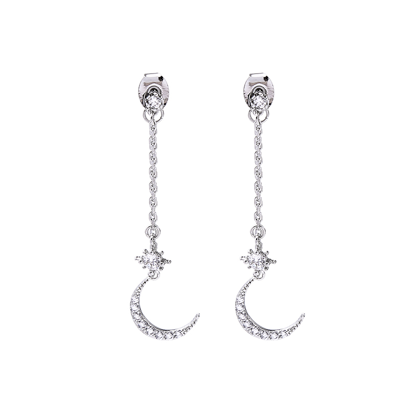 2019 Fashion diamond accessories women jewelry silver zircon sailor moon earings 2019 Fashion diamond accessories women jewelry silver zircon sailor moon earings