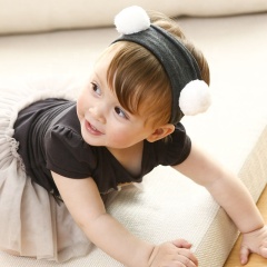 Black and white color wide-brimmed ball amazon baby hair band for kids with ear