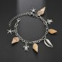 Hot sale jewelry sterling silver sea shell bead silver turtle bracelet anklets for women