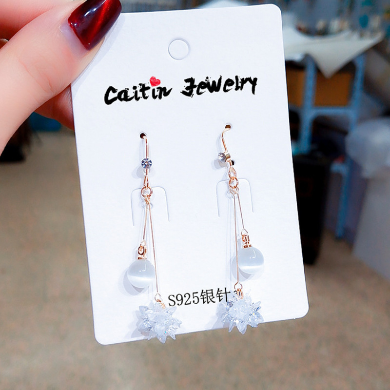2019 new korea long luxury zircon flower tassel cheap drop earrings crystal