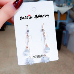 2019 new korea long luxury zircon flower tassel cheap drop earrings crystal