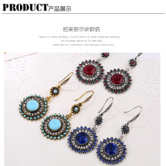 Bohemia wholesale crystal rhinestone alloy sun flower women dangle earrings
