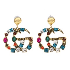 New creative European and American style exaggerated trend women's accessories crystal hoop earrings with wordings