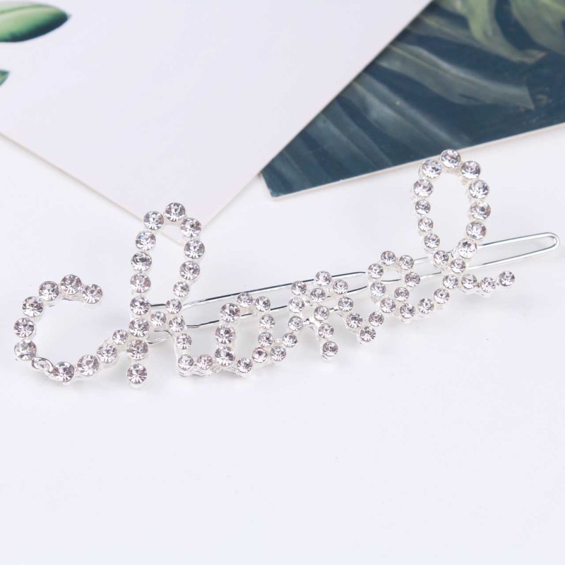 custom letter girl women word rhinestone crystal bling name hair clips