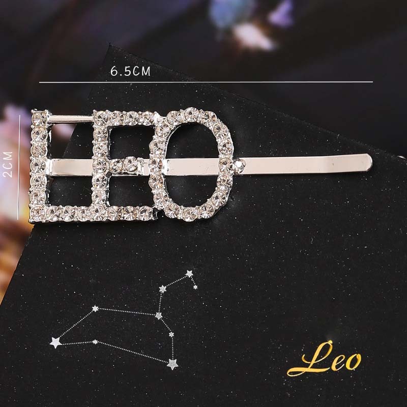 Custom 12 constellation rhinestone bling bling letter words libra hairclips for women Custom 12 constellation rhinestone bling bling letter words libra hairclips for women
