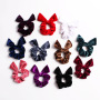 vintage ins amazon fancy Fashion fabric elastic hair ties velvet rabbit ear scrunchies for hair