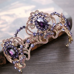 Handmade exquisite queen amethyst crystal wedding bridal tiara crown