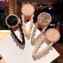 Wholesale single colored clip in hair extension metal diamond hair clip set with crystal