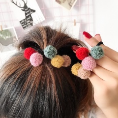 2020 New design autumn and winter cute hair ropes ball elastic hair tie for kids