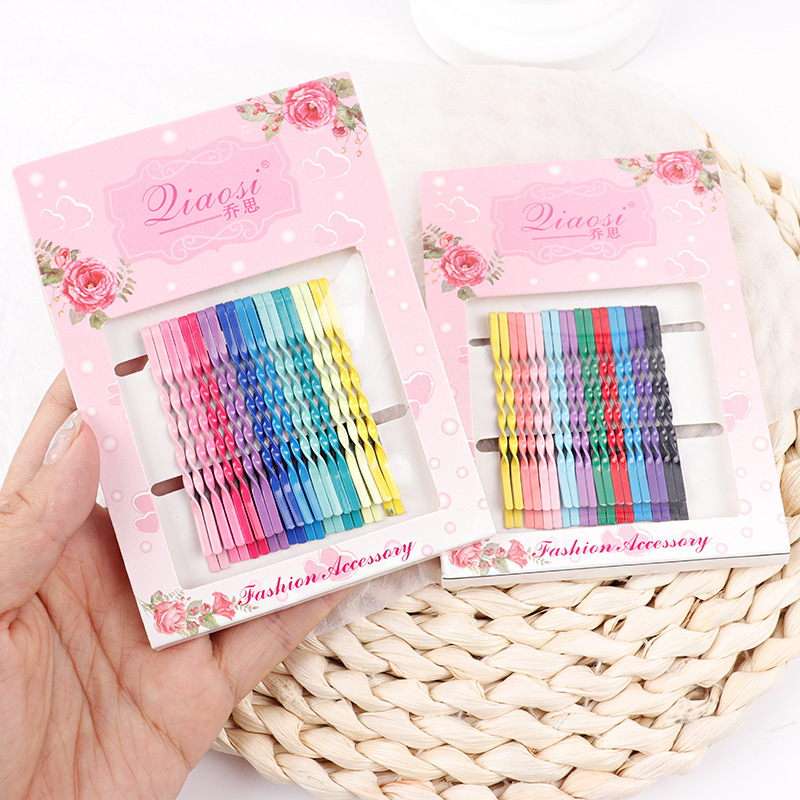 Korean simple women colorful wave pattern steel bobby pins sets for girls Korean simple women colorful wave pattern steel bobby pins sets for girls