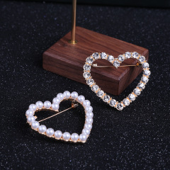 2020 new Classic Charm Gold Silver Mother Gift Girl Jewelry Rhinestone Crystal Pearl Love Heart Brooch Pins rhinestone